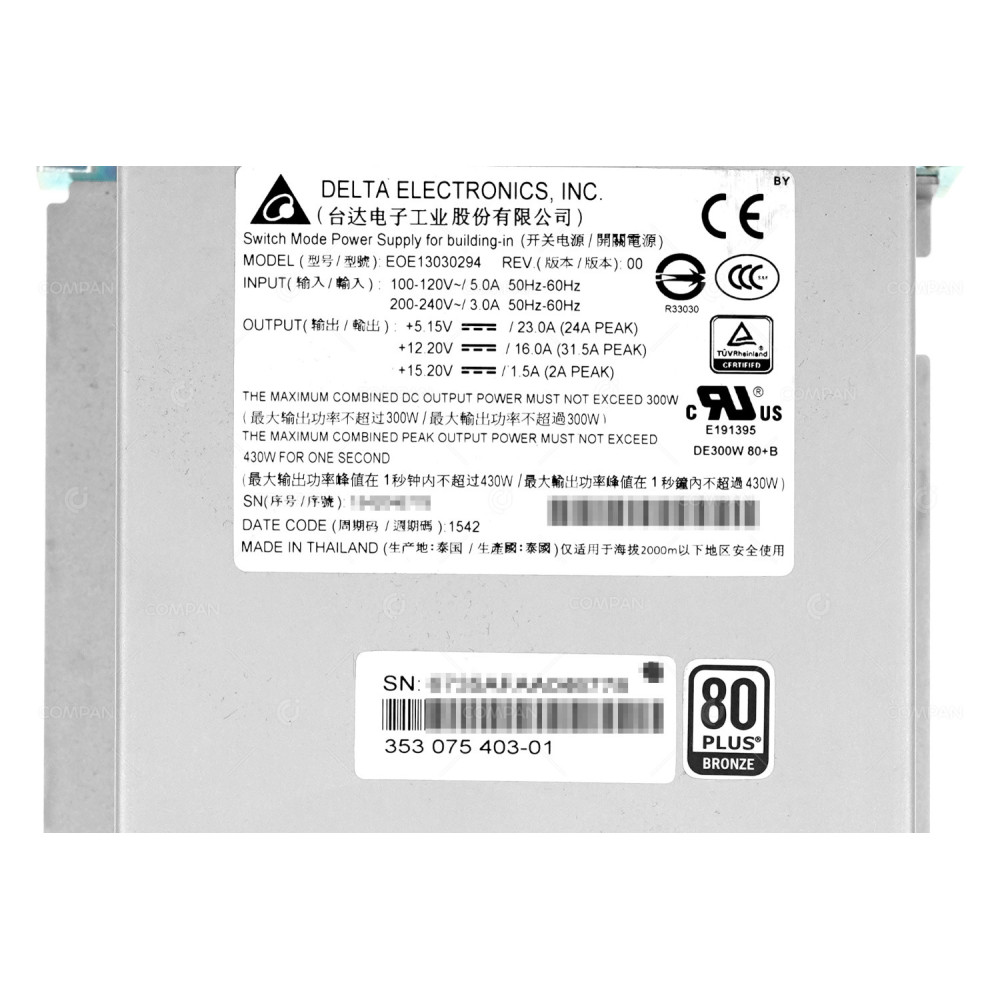 353075403  DELTA 300W POWER SUPPLY FOR TAPE LIBRARIES TL TS LT MSL